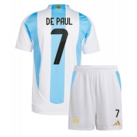 Argentiina Rodrigo De Paul #7 Koti Peliasu Lasten Copa America 2024 Lyhythihainen (+ Lyhyet housut)